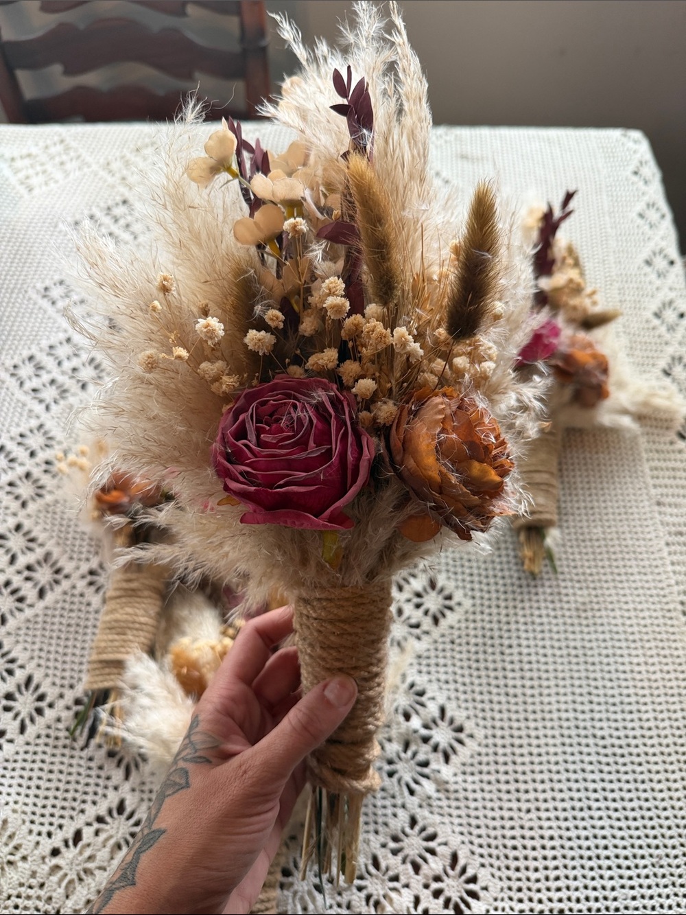 Dried Floral Bouquet - Burgundy & Rustic Tones